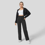 High Waisted Button Multiple Pockets Straight Leg Casual Pants