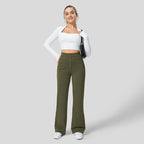 High Waisted Button Multiple Pockets Straight Leg Casual Pants