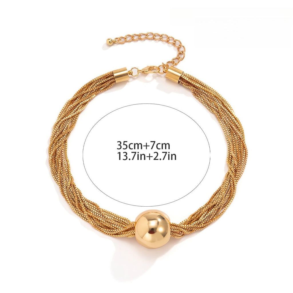 Bold Bead Pendant Choker Layered Necklace