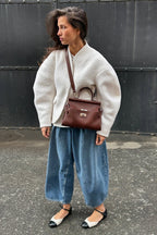 Single Breasted V-Neck Sherpa Coat