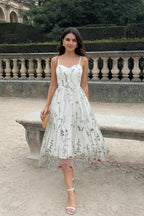 Party Mesh Flowered A Embroidery for Gown Line Summer