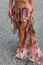 Romantic Floral High Waist Maxi Skirt