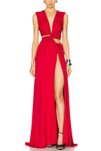 Elegant Queen Knitted Three Ring Hollow Sexy Elastic Long Dress