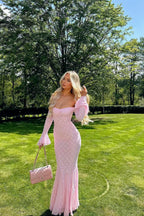Lace Insert Bell Sleeve Birthday Dress