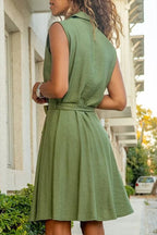 Casual Solid Frenulum Turndown Collar Vest Dress Dresses