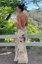 Floral Backless Vacation Cami Party Dress