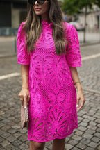 Fiorella Aesthetic Reason To Smile Crochet Lace Mini Dress Evening Wear Edit