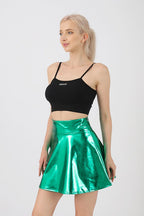 High Waist Solid Color Glossy Performance Skirt