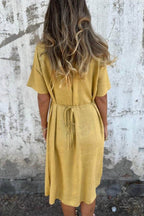 Bohemian Print Linen Loose Midi Dress