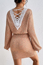 Backless Long Sleeve Knit Sweater Dress