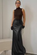 Retro Black Fishtail Bodycon Skirt