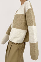 Khaki Cozy Crew Neck Plaid Sweater