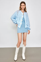 Gayel Light Sky Blue Puff Sleeve Cardigan