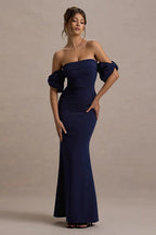 Elegant Fit-and-Flare Bubble Sleeve Strapless Party Dress