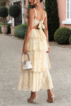 Chiffon Strap Maxi Floral Dress