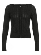 Hooded Button Graceful Front Knit Cardigan