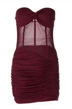 Chic Rhinestone Lace Up Mesh Cut Out Bodycon Mini Dress