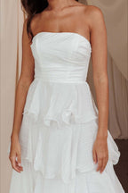 Sexy Slim Fit Strapless Backless Ruffled Prom Dress