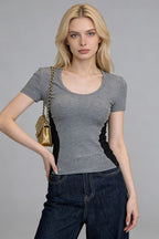 Color Block Fitted Crewneck T-Shirt