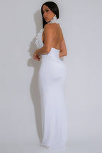 Backless Halter Floral Bodycon Party Dress