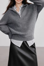 Half Zip Textured Knit Sweater