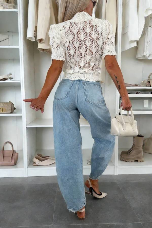 OPENWORK TOP WITH COTTON LISETTE CREAM
