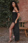 Sexy Ruffled Panel Split Hem Boho Dress