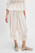 Hollow Out Lace Tie Casual Pants