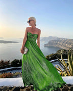 Seraphina Premium Wedding Guest Dress Summer Long Strapless Shiny Formal Party for Women 2024 Chic Silhouette Collection