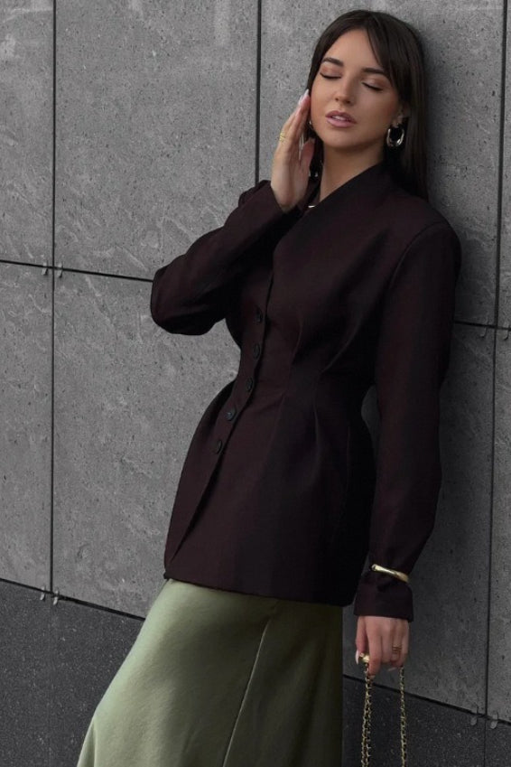 Elegant SingleButton Draped Blazer
