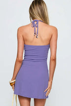 Beaded Halter TieUp Mini Dress
