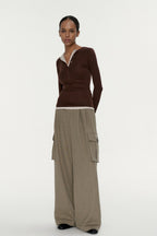 Henley Neck TwoinOne Knit Top