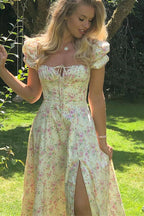Slim High Waist Floral Dress