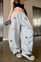 Street Style Embroidered Baggy Pants