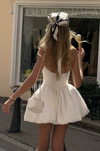 Halter LowBack Puff Mini Party Dress