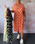 Fabiola Minimalist Loose Spring Dress with Lapel Collar and Short Sleeves Elevated Occasion Wear
