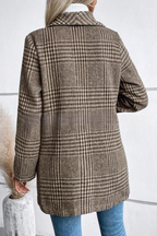 Plaid Tweed Notch Lapel Slim Elegant Jacket
