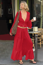 Sexy Lace Chiffon Sheer Tie Skirt Set
