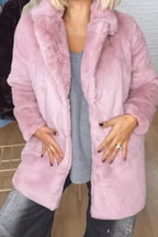 Faux fur collar loose coat