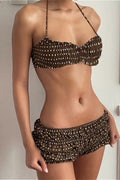 Ruched Polka Dot Bikini Set