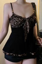 Leopard Print Color Block A Line Cami Top