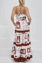 Elegant Ruffled With Floral Print Maxi Dress