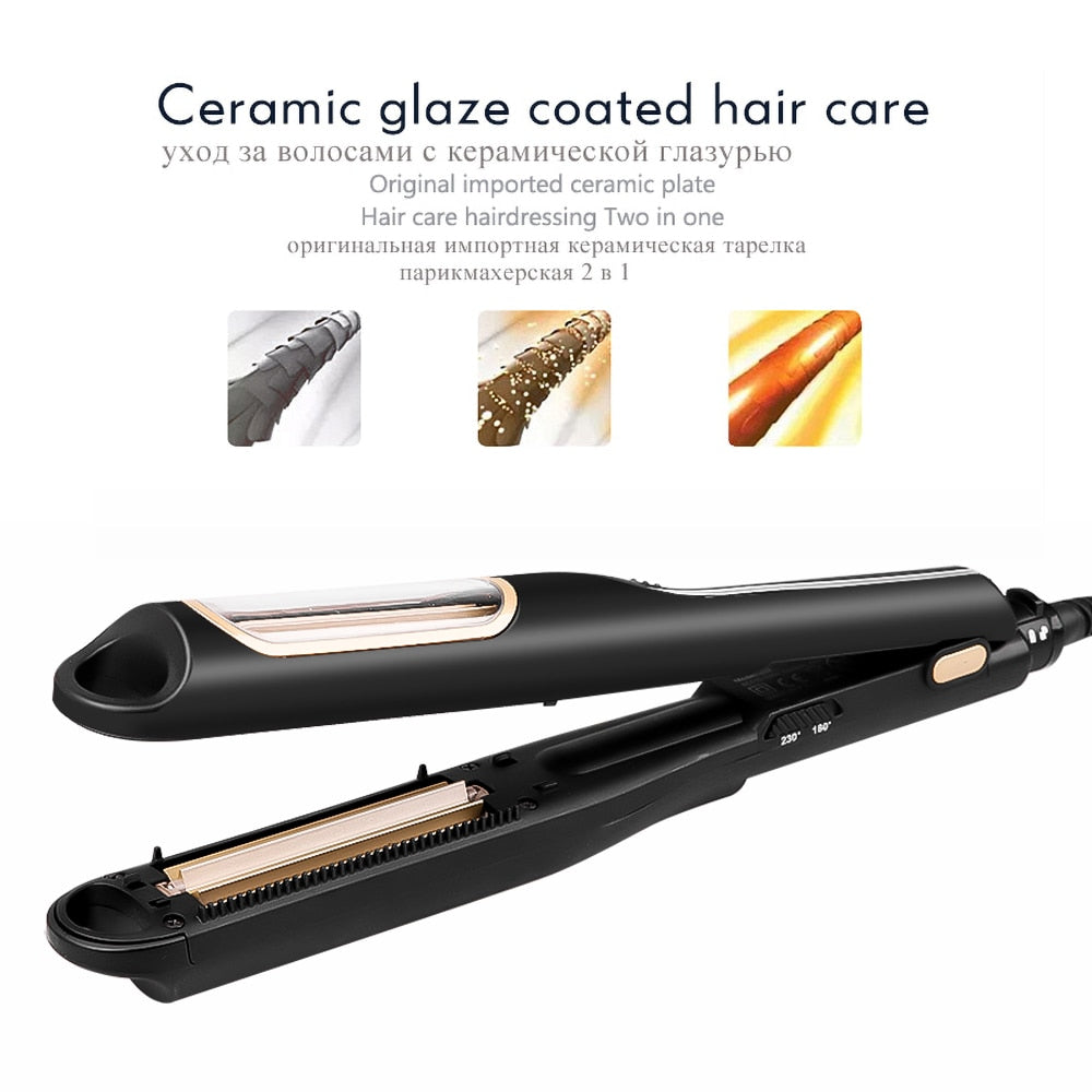 Corrugated flat automatic curling iron