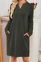 Solid Color Loose Long-sleeved Casual Knitted Mini Dress