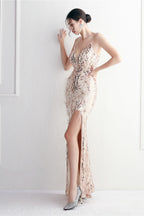 Intricate Beadwork Figure Hugging Gown Formal Dress