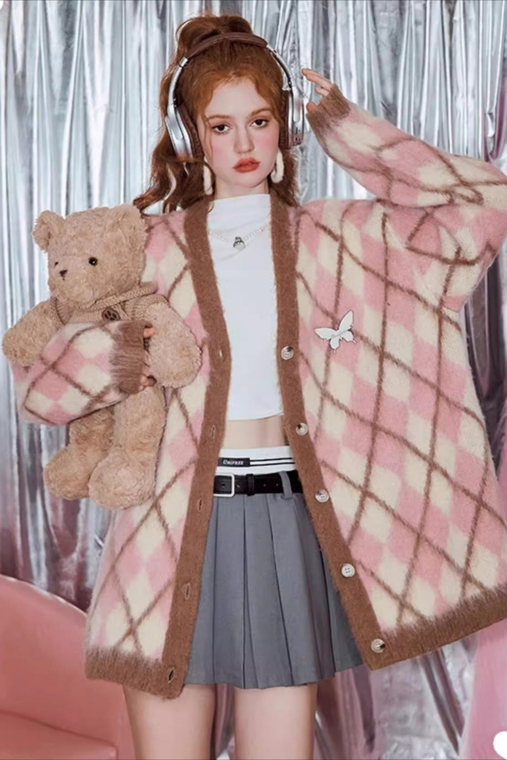 Vintage Argyle Mohair Cardigan