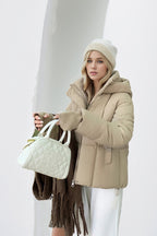 Quilted Down Blend Cropped Coat