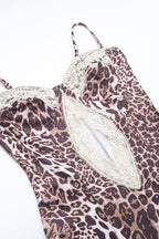 Lace Split Cami Leopard Maxi Dress