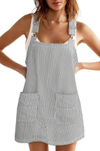 Women's Summer Adjustable Strap Striped Overall Dress