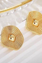 Retro Textured Concentric Circle Square Earrings